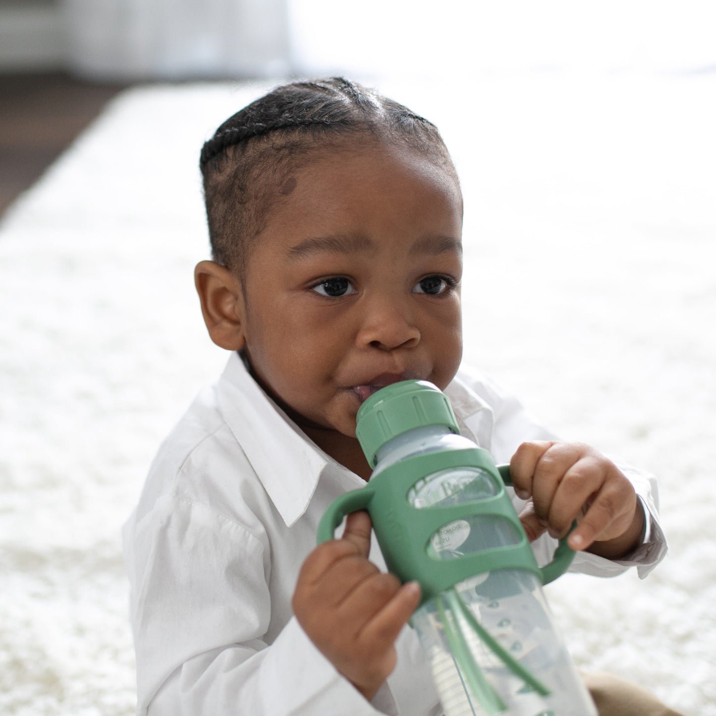 Dr. Brown's Milestones Narrow Sippy Spout Bottle with Silicone Handles, 8 oz/250 mL