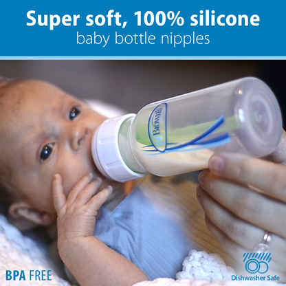 Dr. Brown's Natural Flow Narrow Baby Bottle Silicone Nipple, Level T, 6-Pack