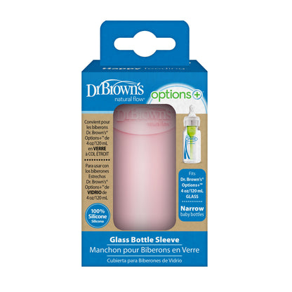 Dr. Brown’s Natural Flow® Options+™ Narrow Glass Bottle Silicone Sleeve, Pink, 4oz