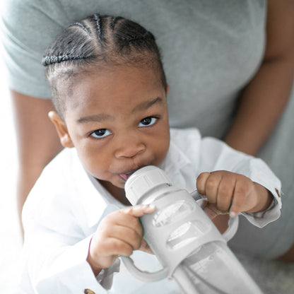 Dr. Brown's Milestones Narrow Sippy Spout Bottle with Silicone Handles, 8 oz/250 mL
