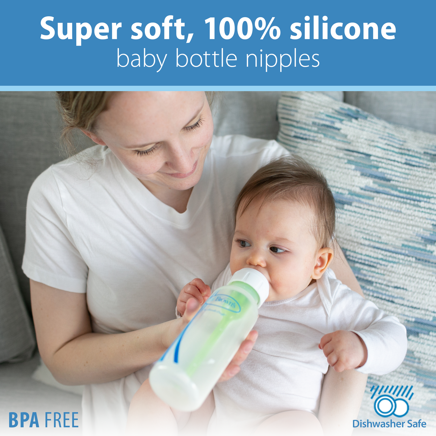 Dr. Brown's Natural Flow Narrow Baby Bottle Silicone Nipple, Level 3, 2-Pack