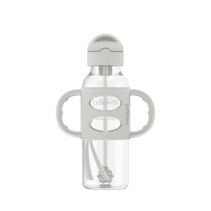 Dr. Brown's Milestones Narrow Sippy Straw Bottle with Silicone Handles, 8 oz/250 mL