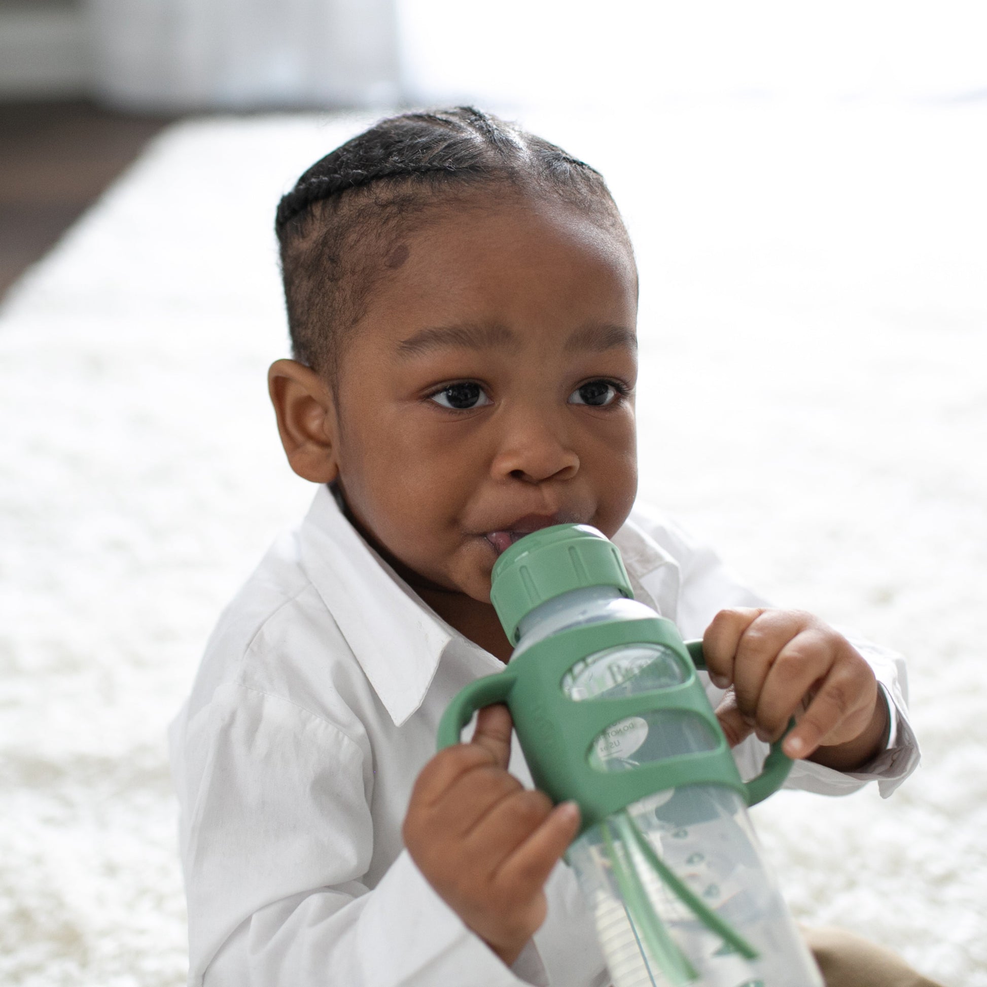 Dr. Brown's Milestones Narrow Sippy Spout Bottle with Silicone Handles, 8 oz/250 mL