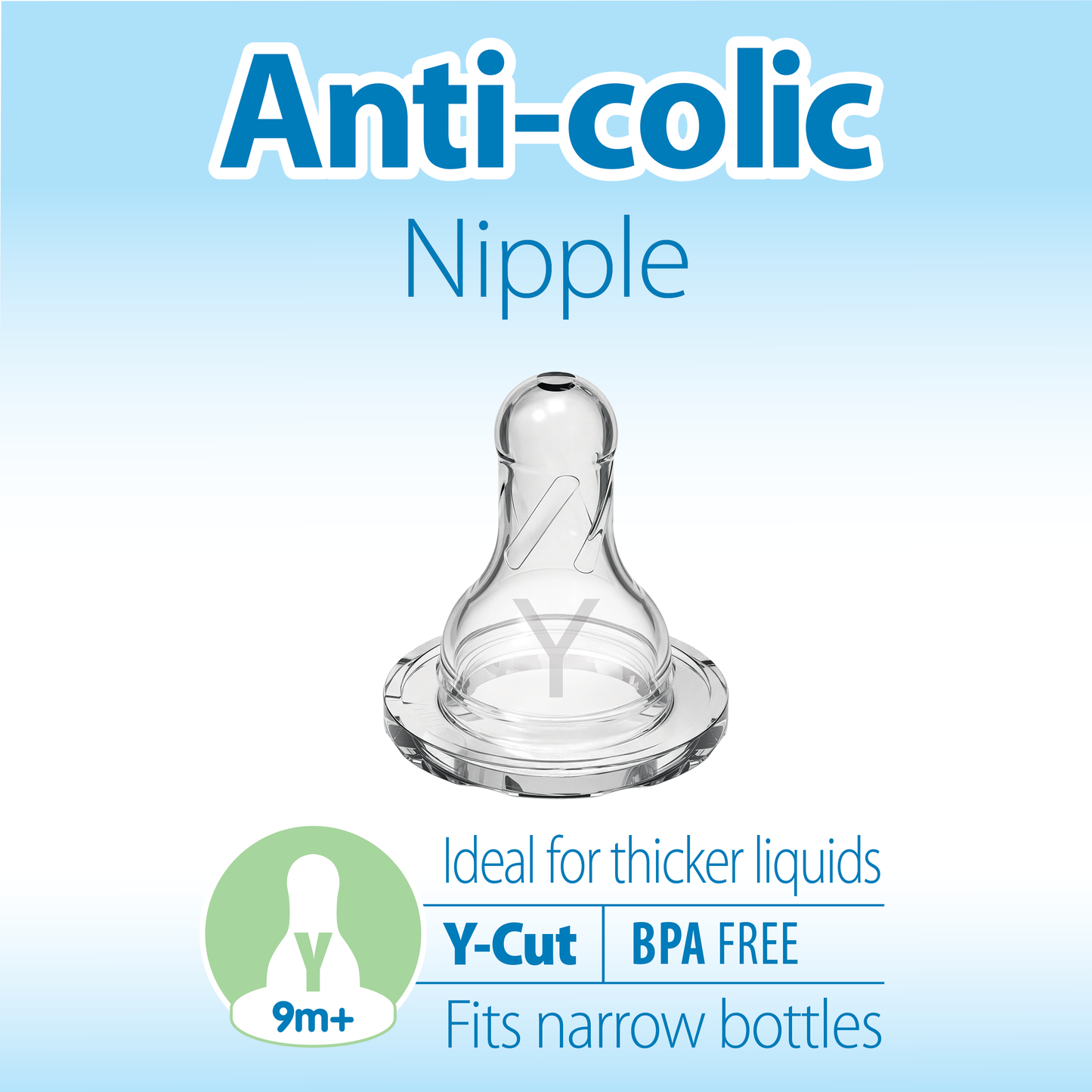 Dr. Brown's Natural Flow Narrow Baby Bottle Silicone Nipple, Level Y-Cut, 2-Pack