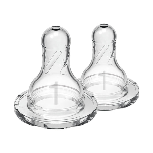 Dr. Brown's Natural Flow Narrow Baby Bottle Silicone Nipple, Level 1, 2-Pack